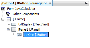 The button control in the Navigator area of NetBeans