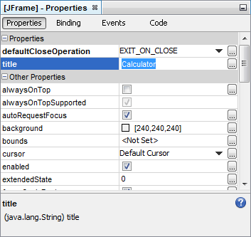 Changing the Title property of the Java form