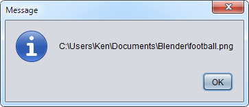 Message box showing the file to be opened