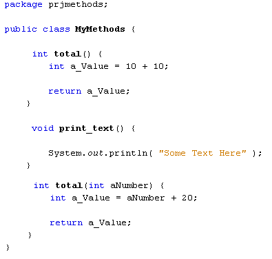 Java code showing a method with a  parameter