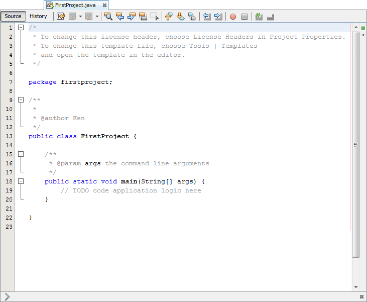 The Java coding window in NetBeans