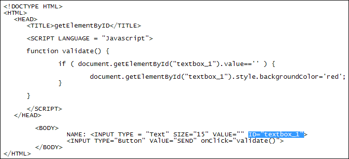 Use of getElementById in Javascript