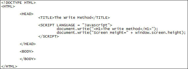 document.write used to create HTML