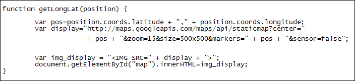 Google Maps API used with Geolocation