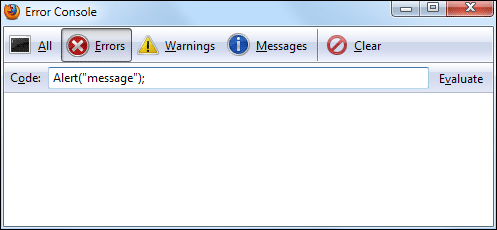 Error console, evaluate