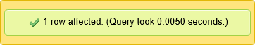 phpMyAdmin message for a successful query
