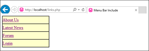 A HTML menu bar