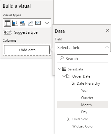 Add a Month column to the Power BI table visual.