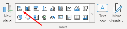 Arrow pointing to the Stacked Bar chart in Power BI.