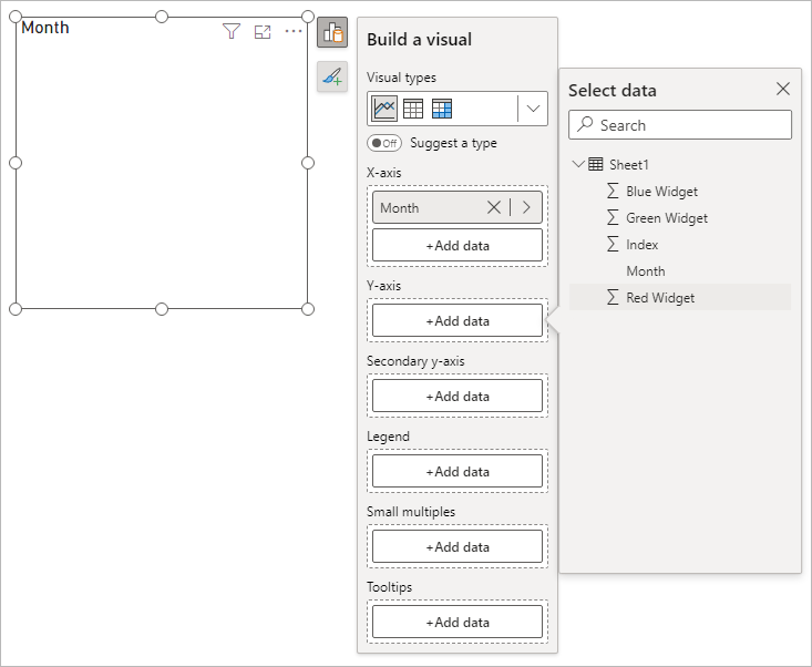 Adding a column of data for the Y-Axis of a line chart in Power BI.