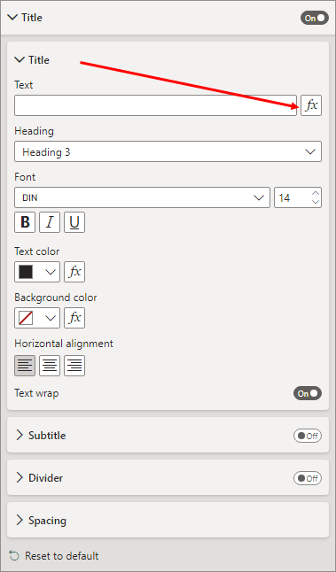 The Format panel in Power BI with the FX button highlighted.