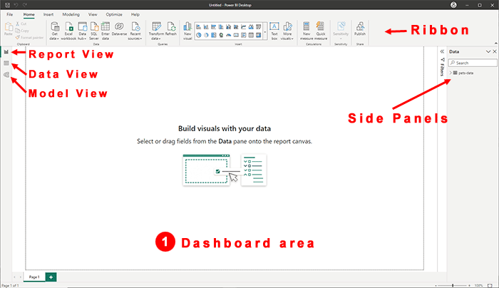 Power BI 2023 main screen.