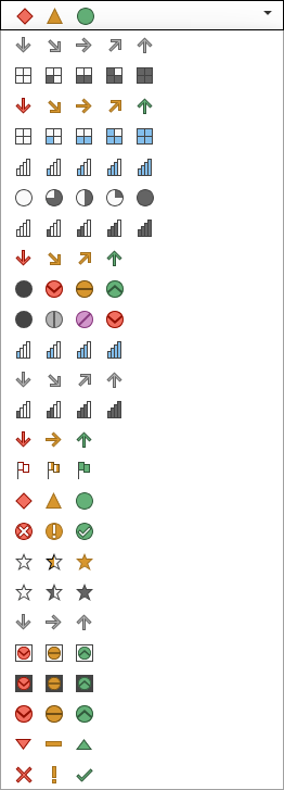 Available icons for a Power BI 2023 table.