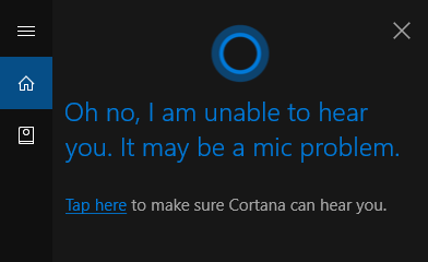 Cortana detectinga problem with the microphone