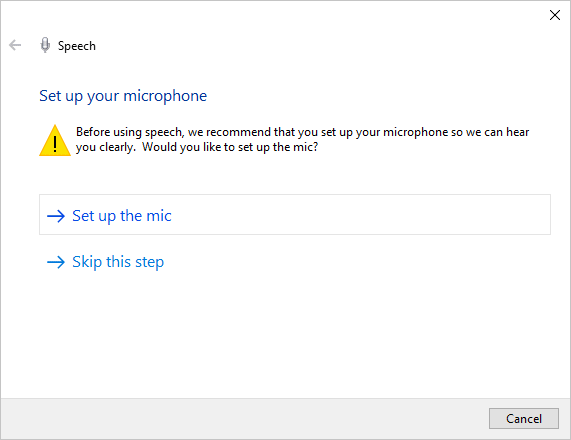 Microphone setup in Windows 10