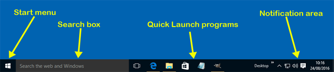 The Taskbar in Windows 10
