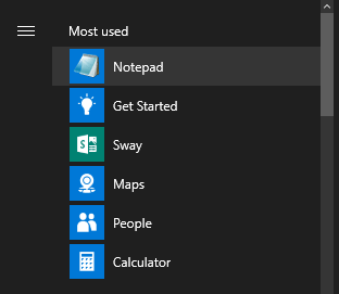 Selecting a program to add as a Tile to the Start Menu