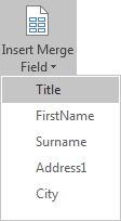 Merge fields from the Excel worksheet