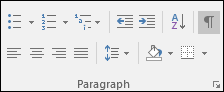Paragraph options in Word